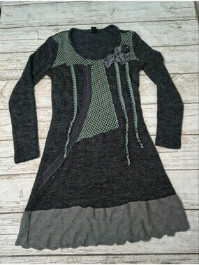 Alison Sheri Knit Dress Long Sleeve Boho Style Size XS